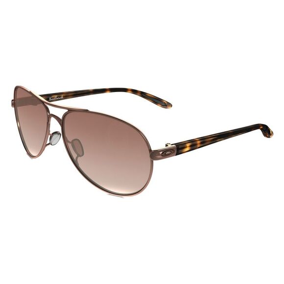 Oakley Accessories - Oakley Feedback OO4079-01 Rose Gold Aviator Sunglasses VR50 Brown Gradient Lens